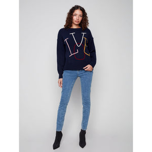L/S SWEATER | LOVE SOUTACHE CREW NECK-Jackets & Sweaters-CHARLIE B-Coriander