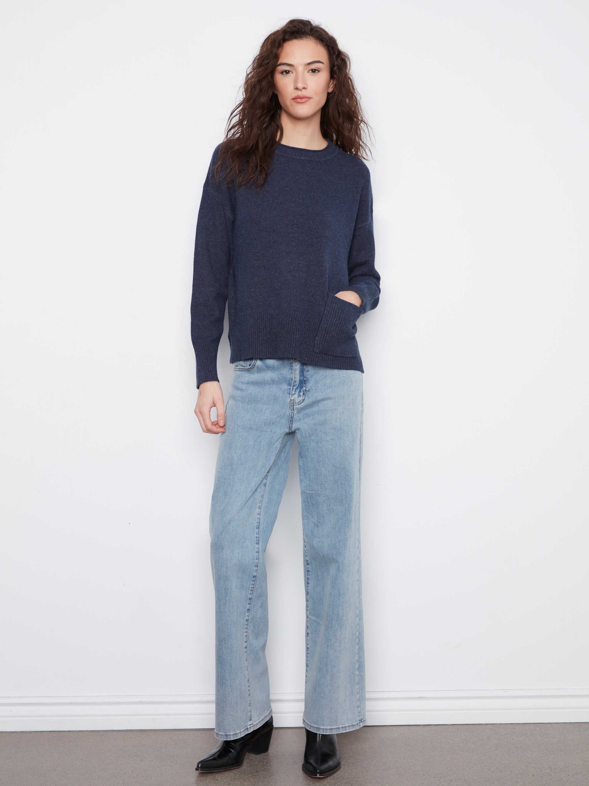 L/S SWEATER | PATCH POCKET SWEATER-Jackets & Sweaters-CHARLIE B-Coriander