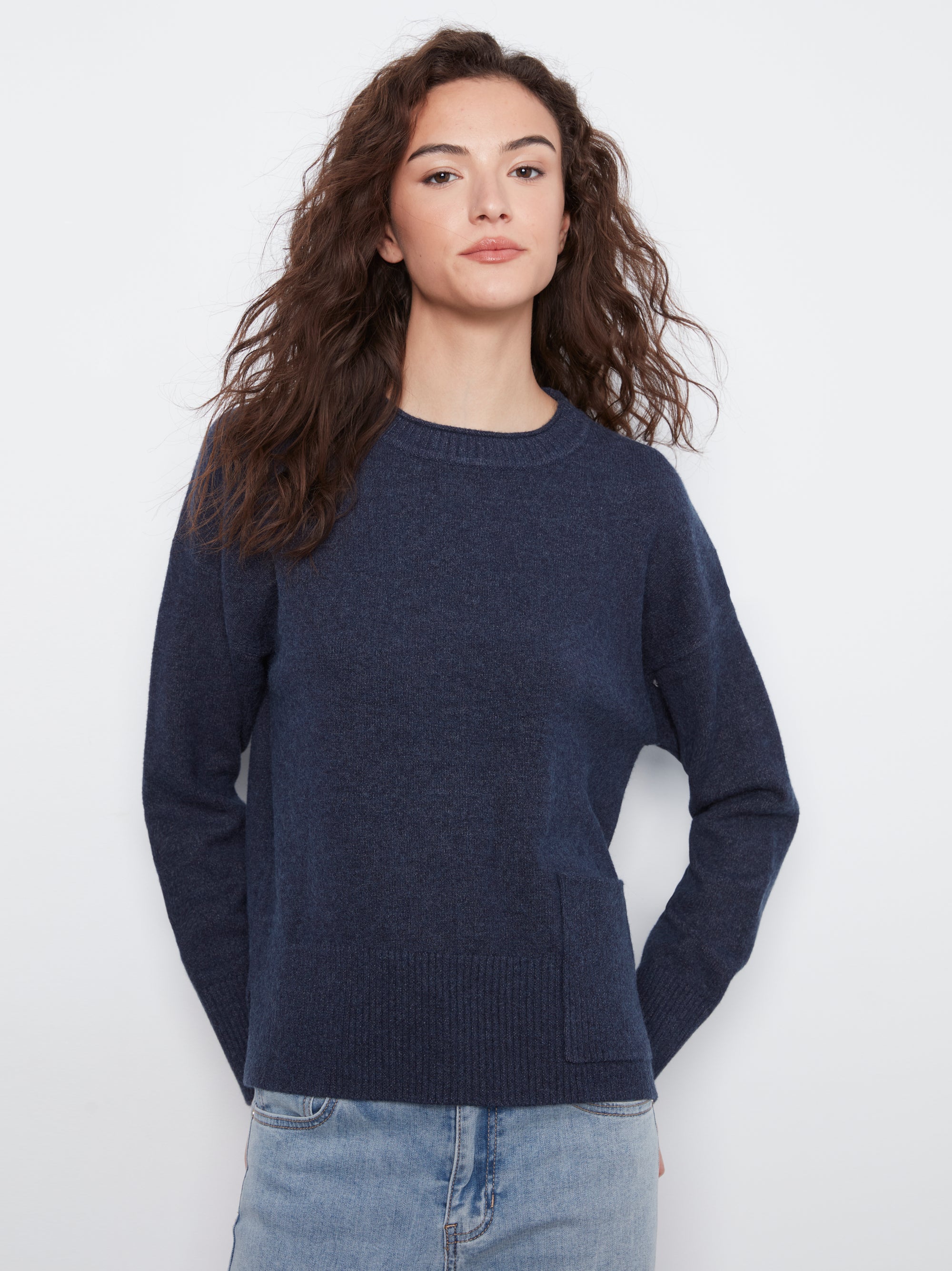 L/S SWEATER | PATCH POCKET SWEATER-Jackets & Sweaters-CHARLIE B-Coriander