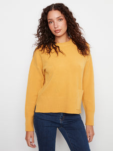 L/S SWEATER | PATCH POCKET SWEATER-Jackets & Sweaters-CHARLIE B-XSMALL-AMBER-Coriander