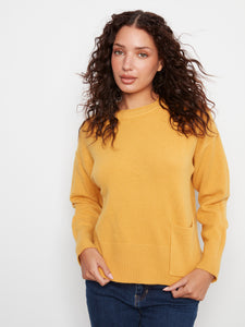 L/S SWEATER | PATCH POCKET SWEATER-Jackets & Sweaters-CHARLIE B-Coriander