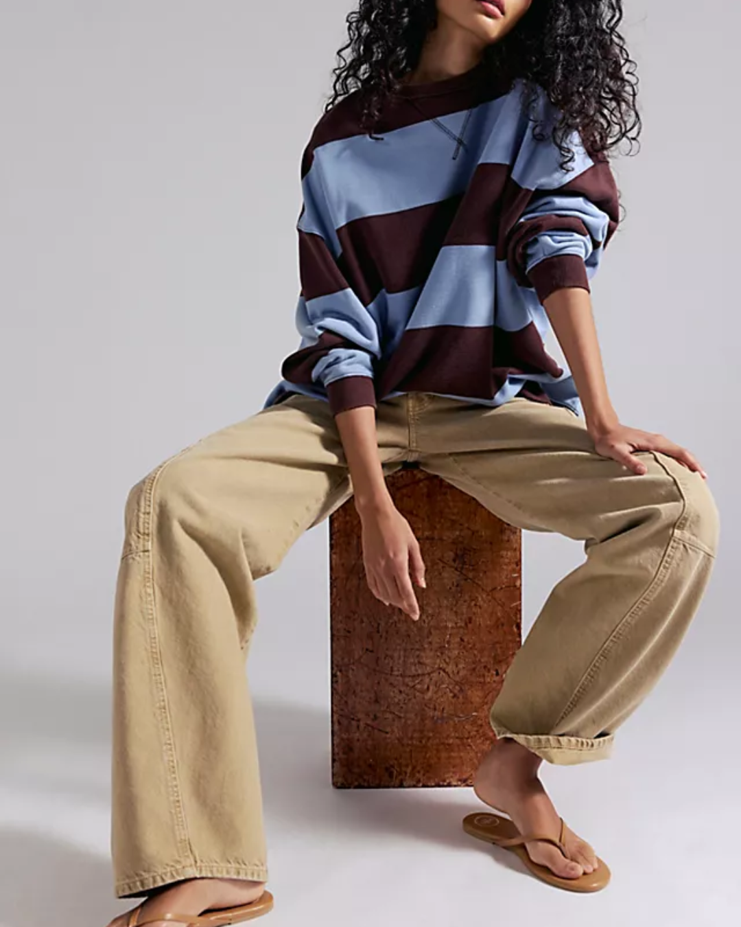L/S SWEATSHIRT | CLASSIC STRIPE CREW-Tops-FREE PEOPLE-Coriander