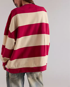 L/S SWEATSHIRT | CLASSIC STRIPE CREW-Tops-FREE PEOPLE-Coriander