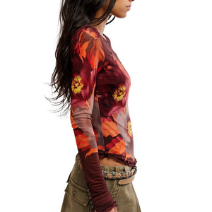 L/S TEE | LILLY PRINTED-Top-FREE PEOPLE-Coriander