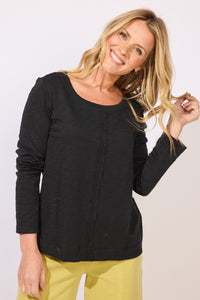L/S TEE | STAY CENTERED-Tops-ESCAPE-SMALL-BLACK-Coriander