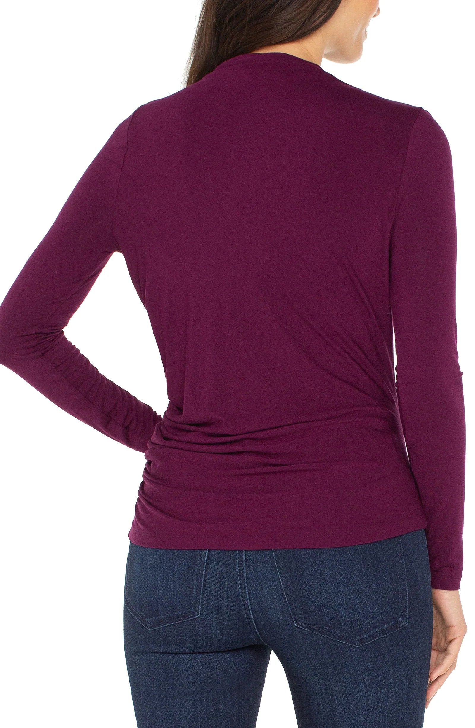 L/S TOP | MOCK NECK WITH SHIRRING-Tops-LIVERPOOL-Coriander