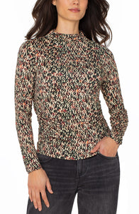 L/S TOP | PLEATED MOCK NECK-Tops-LIVERPOOL-Coriander