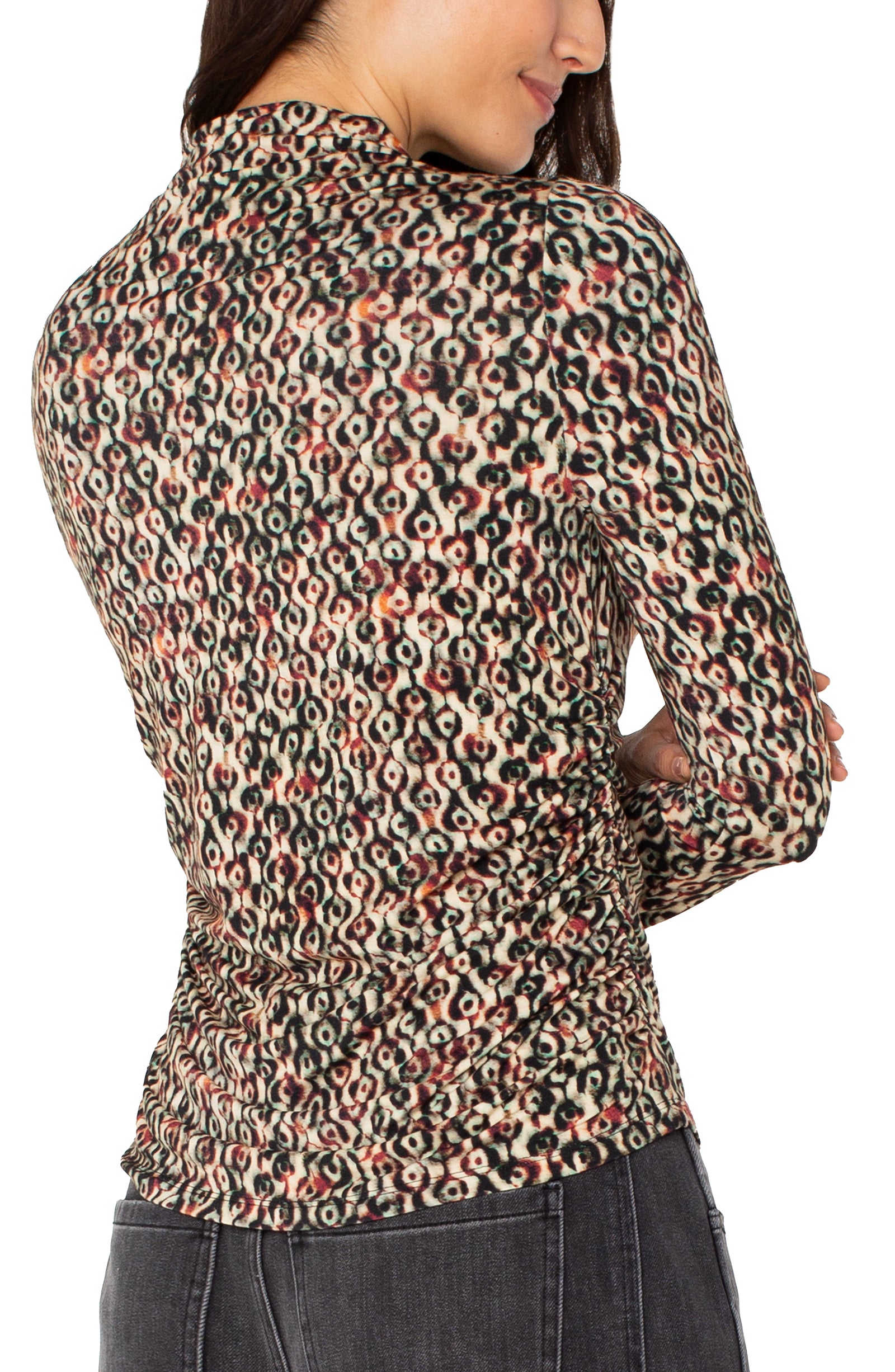 L/S TOP | PLEATED MOCK NECK-Tops-LIVERPOOL-Coriander