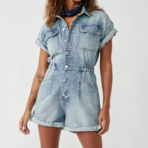 MARCI CUFFED SHORTALLS-Denim-FREE PEOPLE-XSMALL-MARRAKESH-Coriander