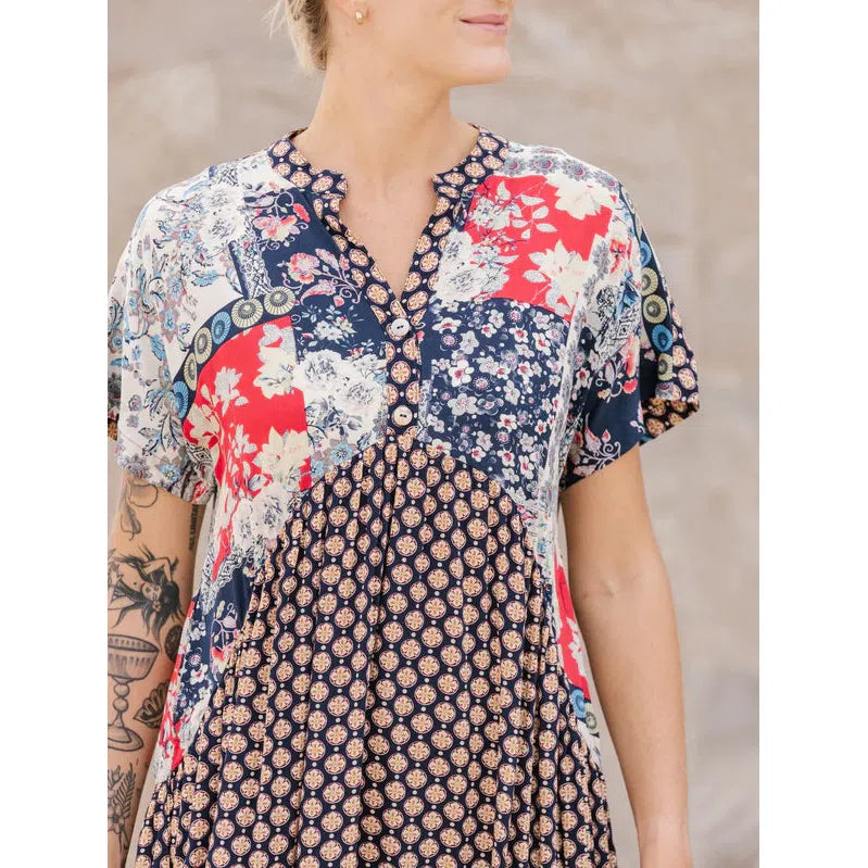 MARISHA DRESS-Dresses-SHANNON PASSERO-SMALL-MED-NAVY MIX-Coriander