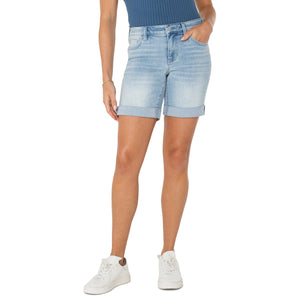 MARLEY GIRLFRIEND SHORT W/ROLL CUFF HEM-Denim-LIVERPOOL-2-CLARKDALE-Coriander