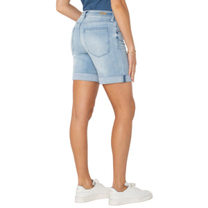 MARLEY GIRLFRIEND SHORT W/ROLL CUFF HEM-Denim-LIVERPOOL-Coriander