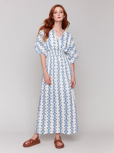 MAXI DRESS | DOLMAN SHORT SLEEVE-Dress-CHARLIE B-XSMALL-GEO-Coriander