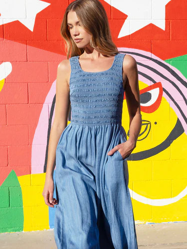 MAXI DRESS | SMOCKED BODICE TENCEL-Dress-CHARLIE B-Coriander