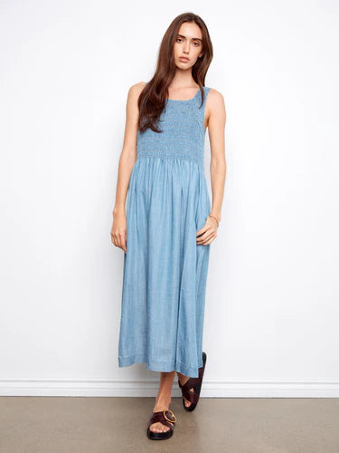 MAXI DRESS | SMOCKED BODICE TENCEL-Dress-CHARLIE B-Coriander