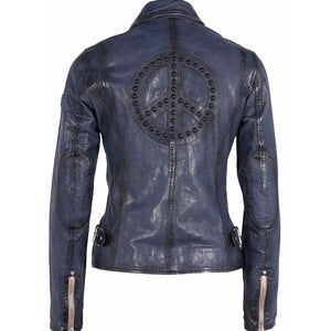 MAYSIE PEACE SIGN MOTO JACKET-Jackets & Sweaters-MAURITIUS-Coriander