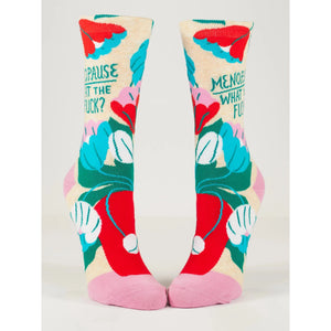 MENOPAUSE, WTF? CREW SOCKS-Socks-BLUE Q-Coriander