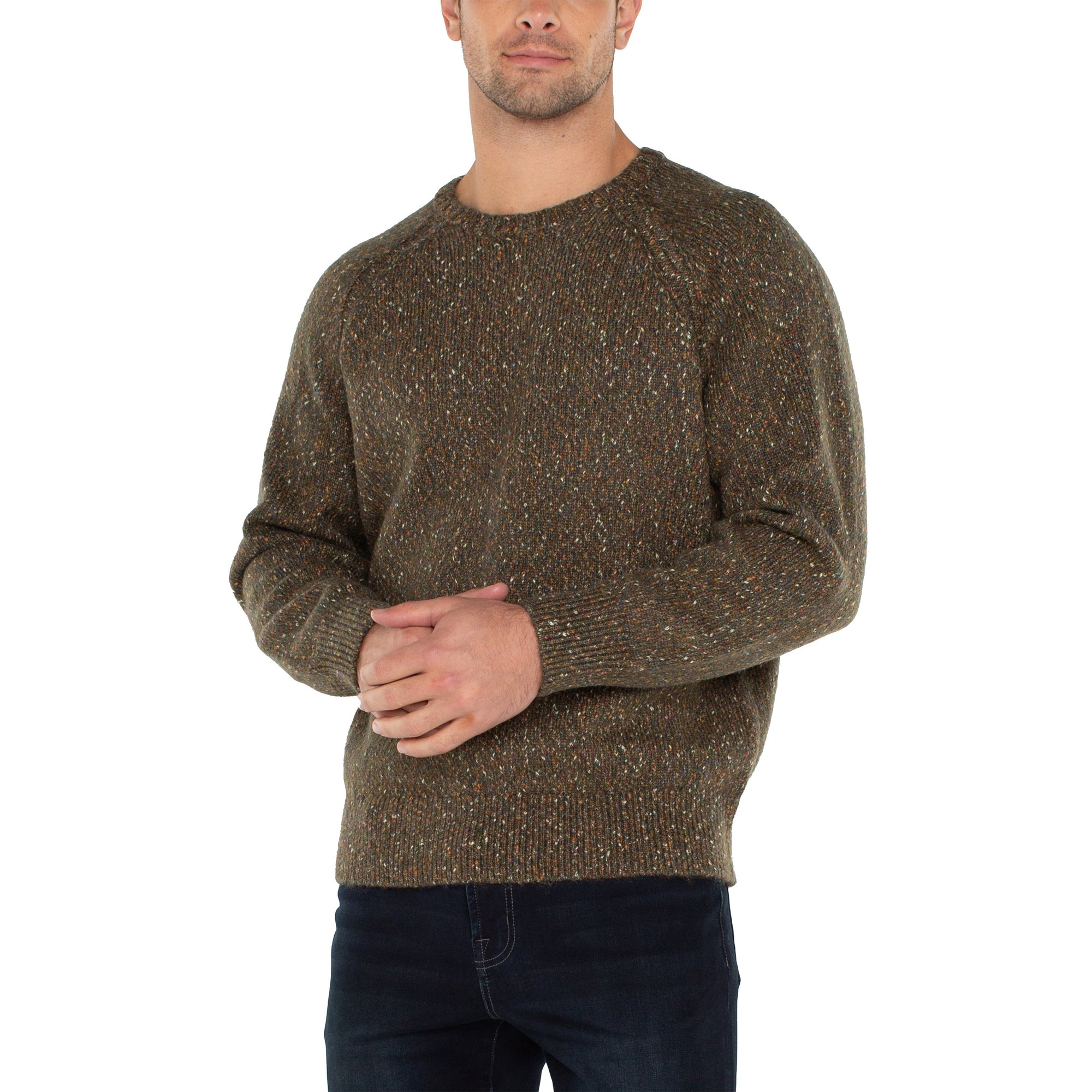 MEN'S CREW NECK SWEATER-Sweaters & Jackets-LIVERPOOL-Coriander