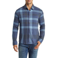 MEN'S JERSEY SHIRT | NAVY JUMBO PLAID-Shirts & Tops-STONE ROSE-MEDIUM-NAVY-Coriander