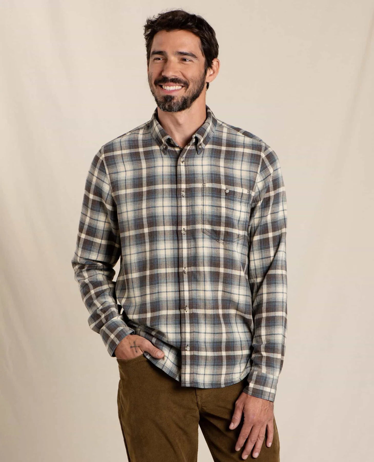 MENS L/S SHIRT | AIRSMYTH PLAIDS-Men's Shirt-TOAD&CO-LARGE-BARNWOOD-Coriander