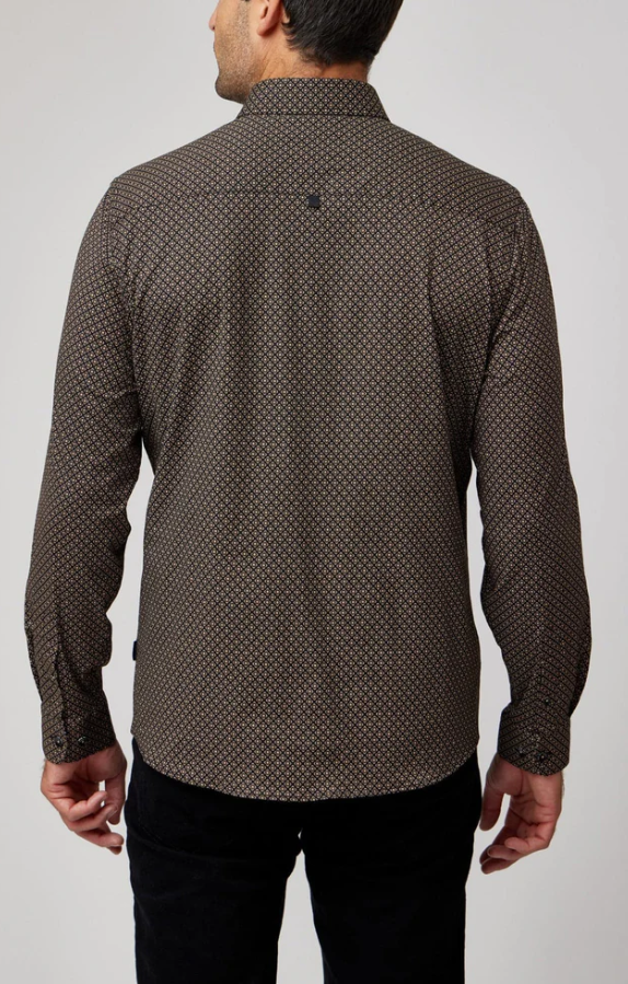 MEN'S L/S SHIRT | CLOVER PRINT-Shirts & Tops-STONE ROSE-Coriander