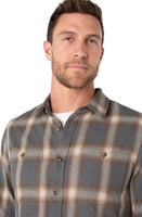 MEN'S L/S SHIRT | DOUBLE POCKET BUTTON UP-Shirts & Tops-LIVERPOOL-MEDIUM-GREY BEIGE MULTI-Coriander