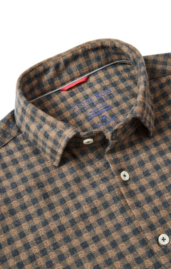 MEN'S L/S SHIRT | GINGHAM-Shirts & Tops-STONE ROSE-Coriander