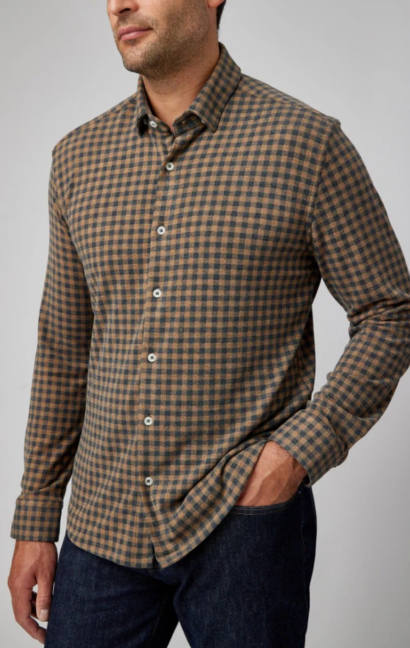 MEN'S L/S SHIRT | GINGHAM-Shirts & Tops-STONE ROSE-Coriander
