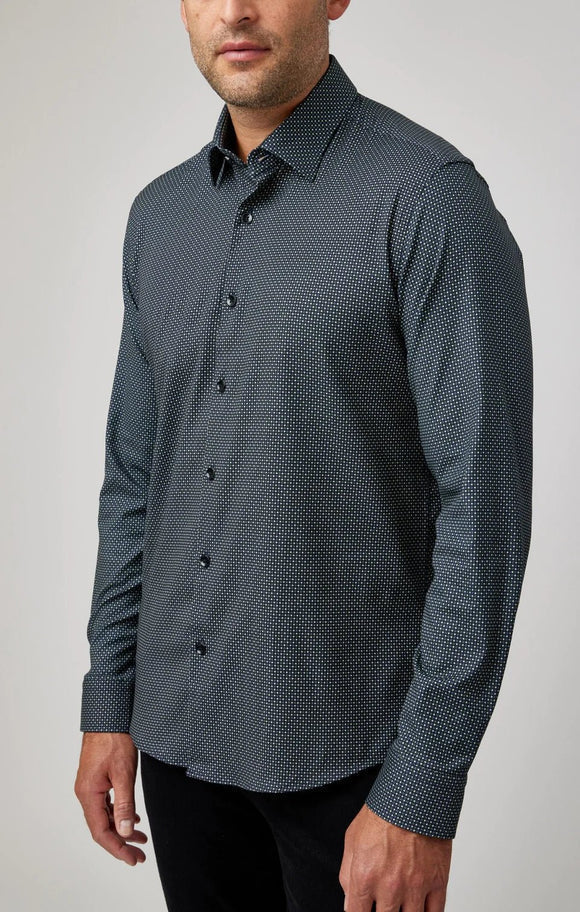 MEN'S L/S SHIRT | MICRO ACCENT DOT PRINT-Shirts & Tops-STONE ROSE-MEDIUM-OLIVE-Coriander