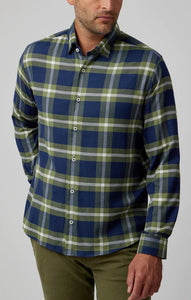 MEN'S L/S SHIRT | OLIVE GREEN PLAID-Shirts & Tops-STONE ROSE-SMALL-OLIVE-Coriander