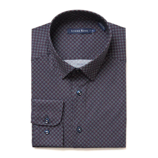 MEN'S L/S SHIRT | PRINTED DIAMOND-Shirts & Tops-STONE ROSE-Coriander