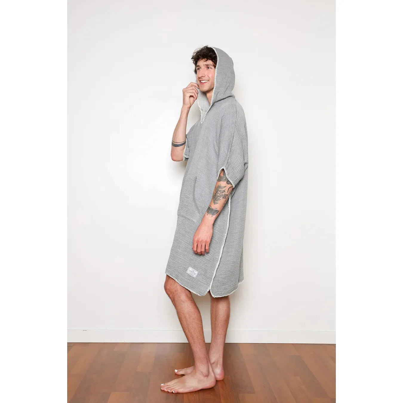 MEN'S MUSLIN PONCHO | THE COCOON-Sweaters & Jackets-TOFINO TOWEL-Coriander