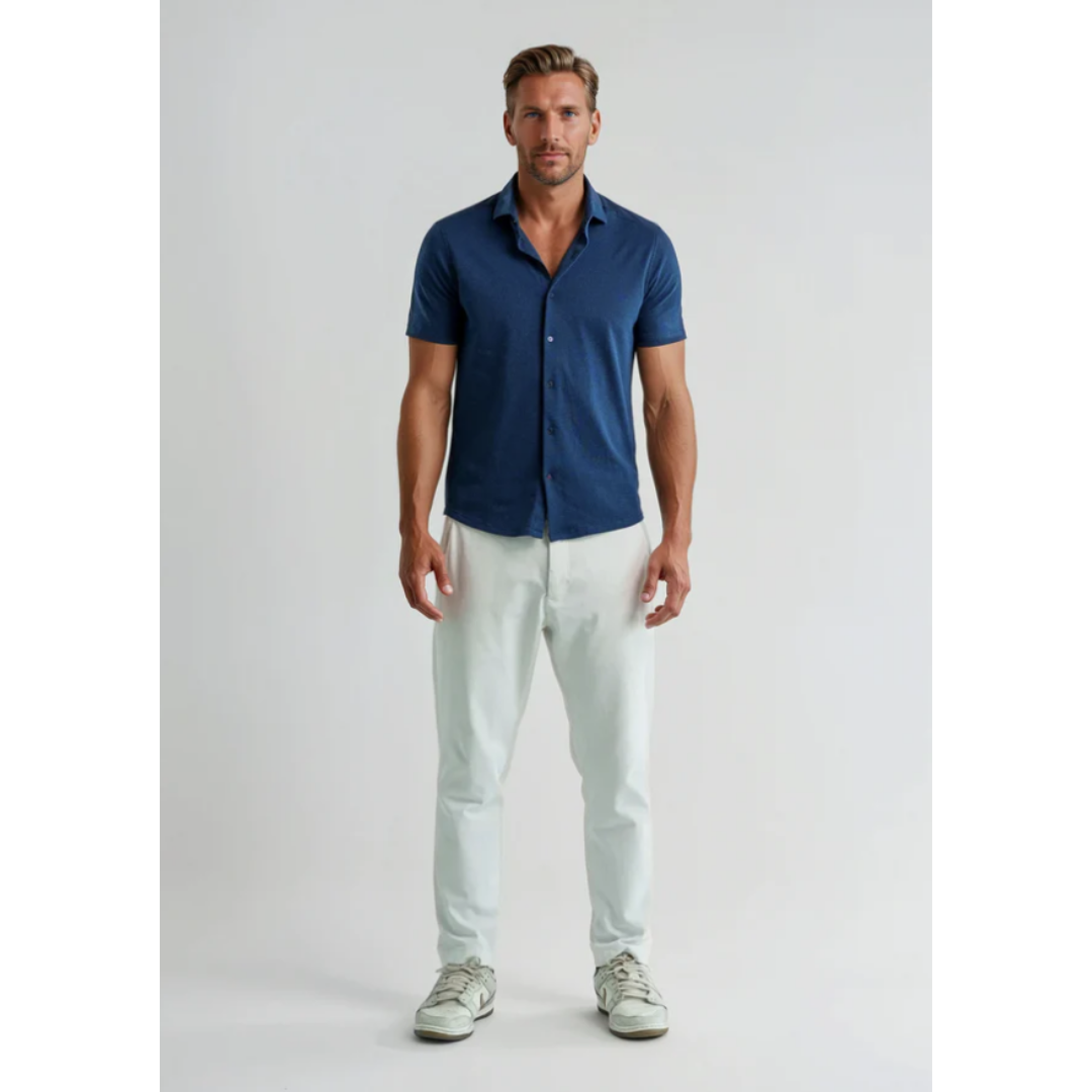 MEN'S SHIRT | NAVY S/S-Shirts & Tops-STONE ROSE-Coriander