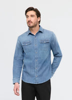 MEN'S SHIRT | PERFORMANCE DENIM LITE TWO POCKET-Shirts & Tops-DUER-SMALL-HAZE INDIGO-Coriander