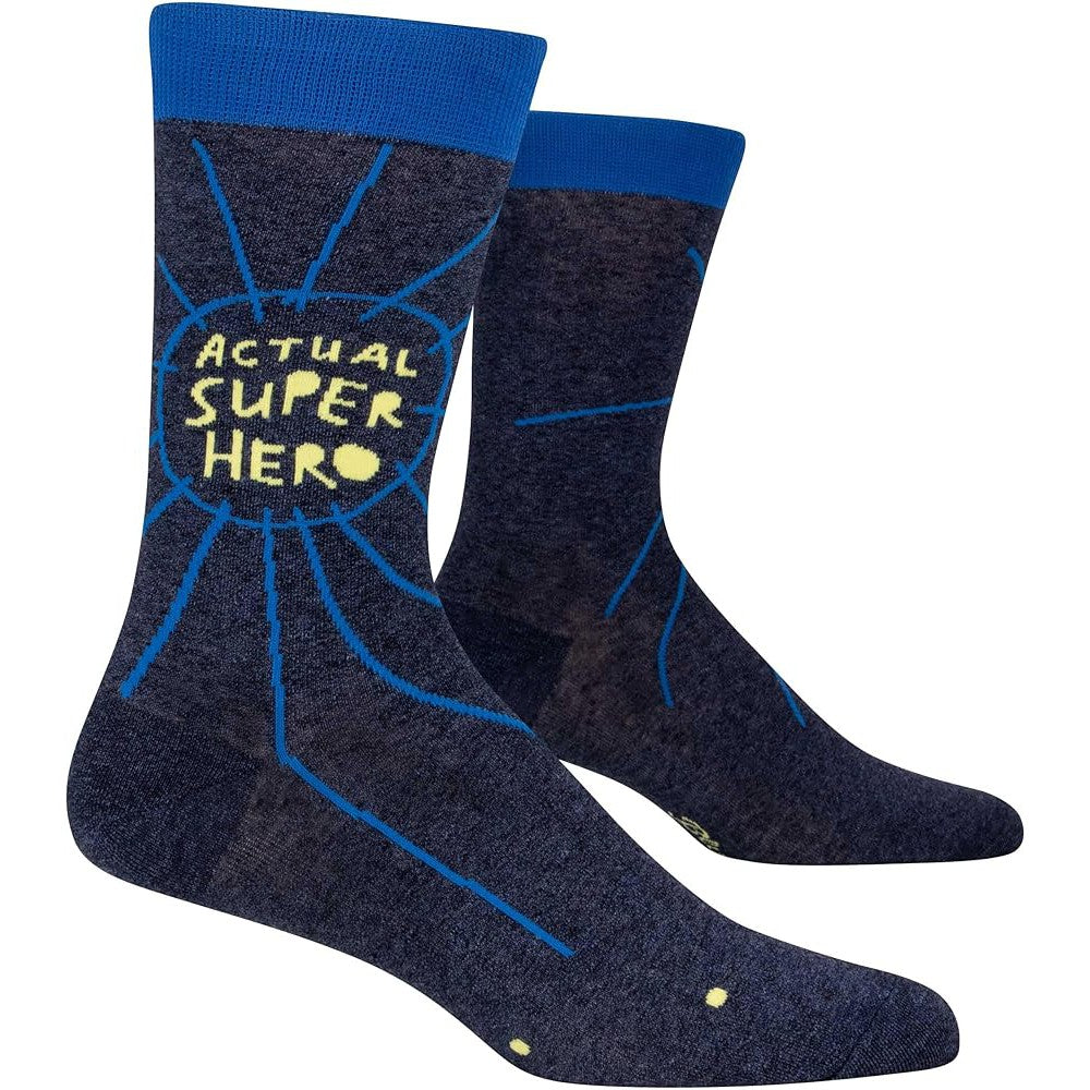 MEN'S SOCKS | ACTUAL SUPERHERO-Socks & Footwear-BLUE Q-Coriander