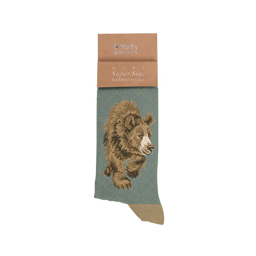 MEN'S SOCKS | BEAR IN MY FOOTSTEPS-Socks & Footwear-WRENDALE DESIGNS-Coriander