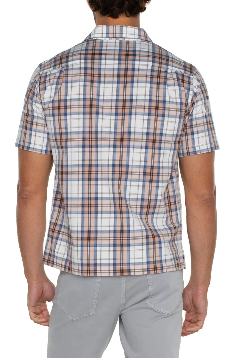 MEN'S S/S SHIRT | PEACHY PLAID-Shirts & Tops-LIVERPOOL-Coriander