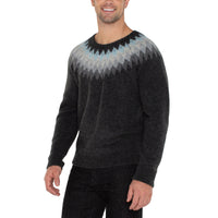 MEN'S SWEATER | DIAMOND CREW NECK-Sweaters & Jackets-LIVERPOOL-MEDIUM-CHARCOAL GREY-Coriander