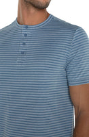 MEN'S T-SHIRT | STRIPED HENLEY-Shirts & Tops-LIVERPOOL-MEDIUM-BLUE WHITE-Coriander