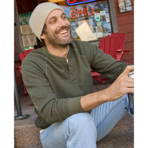 MEN'S WAFFLE KNIT HENLEY | BITTERROOT-Shirts & Tops-TOAD&CO-Coriander