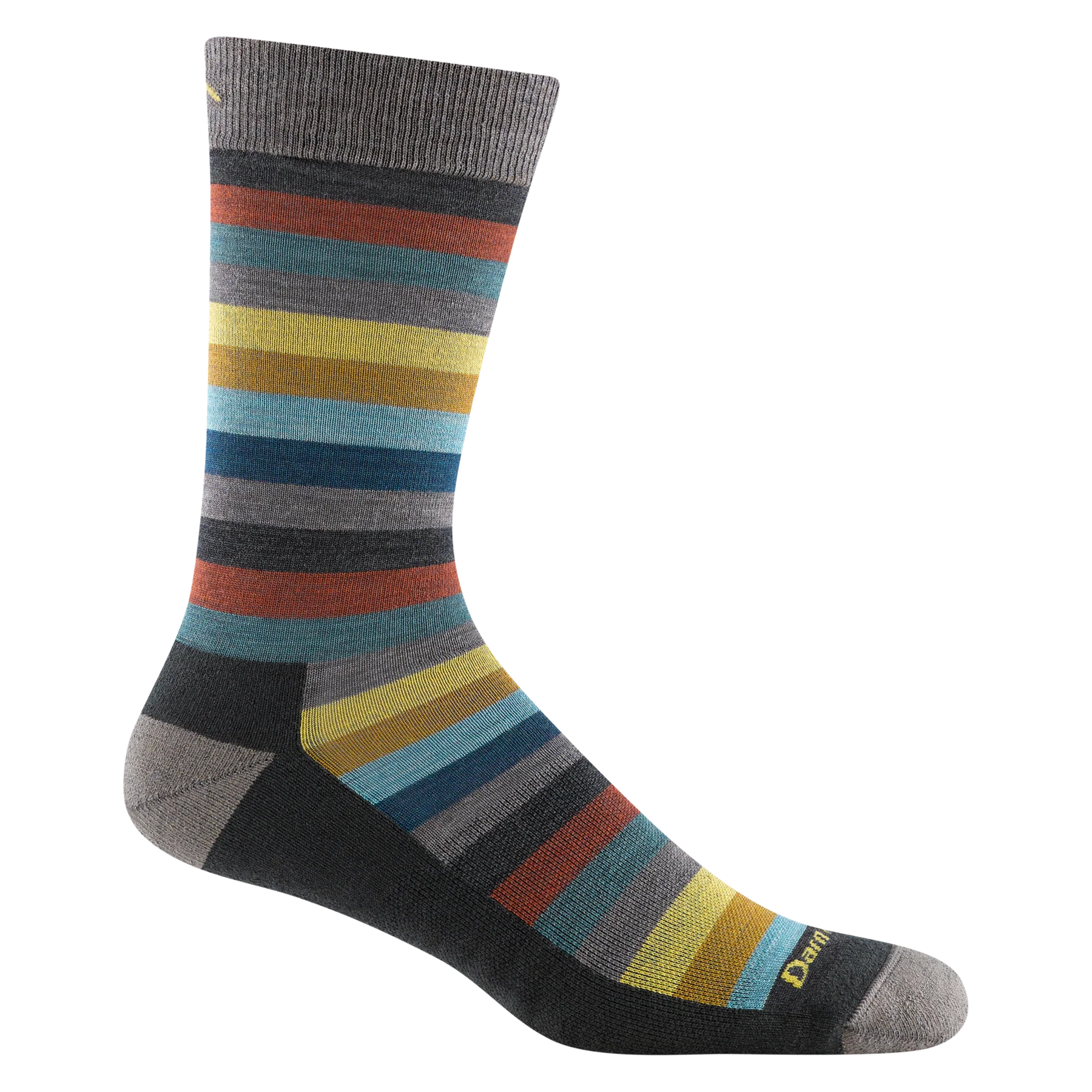 MERLIN STRIPE CREW LIGHTWEIGHT CUSHION SOCK-Socks-DARN TOUGH-LARGE-CHARCOAL-Coriander