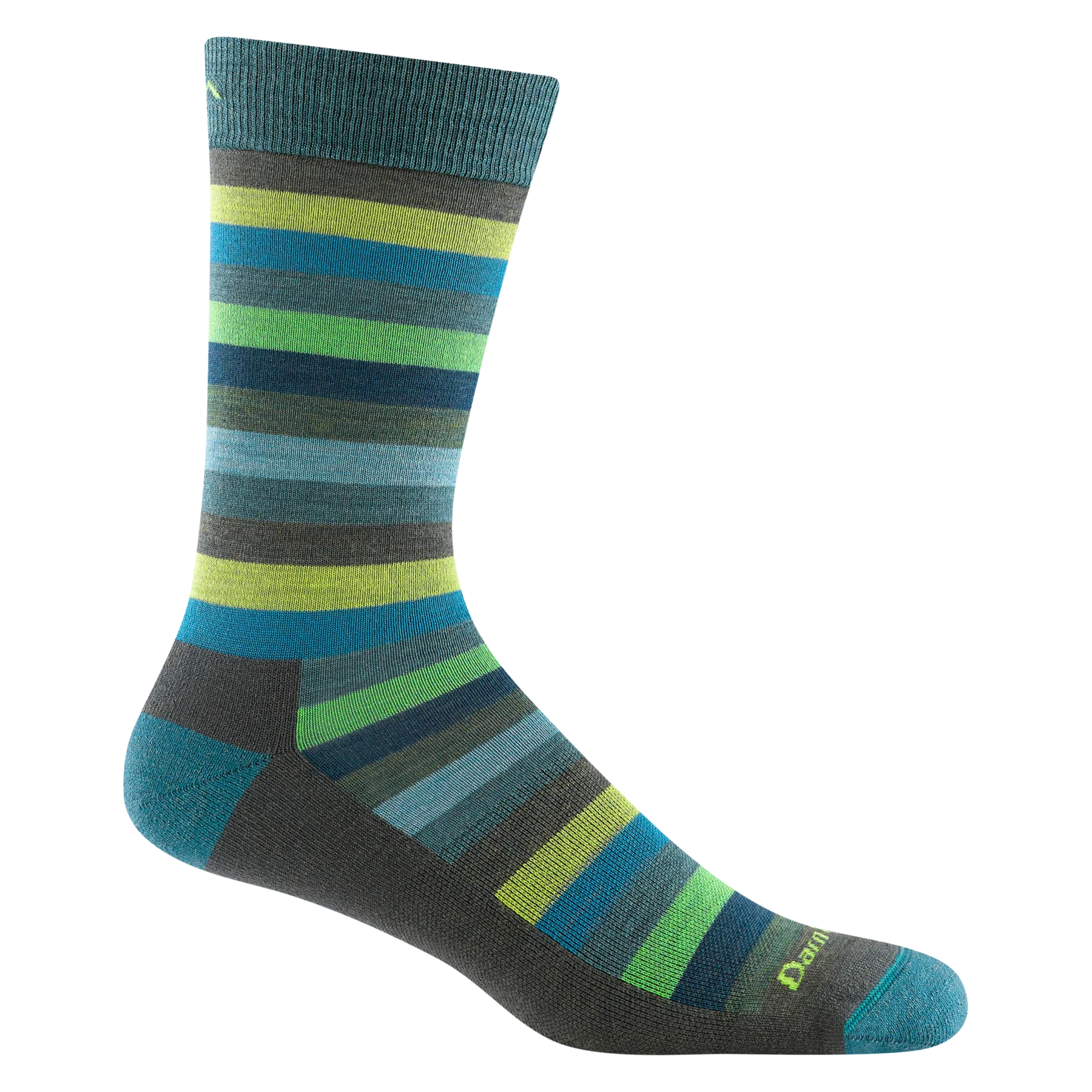 MERLIN STRIPE CREW LIGHTWEIGHT CUSHION SOCK-Socks-DARN TOUGH-LARGE-FOREST-Coriander