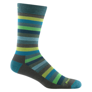 MERLIN STRIPE CREW LIGHTWEIGHT CUSHION SOCK-Socks-DARN TOUGH-LARGE-FOREST-Coriander