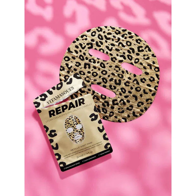 METALLIC FACE SHEET MASK | REPAIR VEGAN COLLAGEN & GOLD-Self Care-VITAMASQUES-Coriander