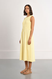 MIDI DRESS | SMOCKED BODICE-Dress-MOLLY BRACKEN-XSMALL-YELLOW-Coriander