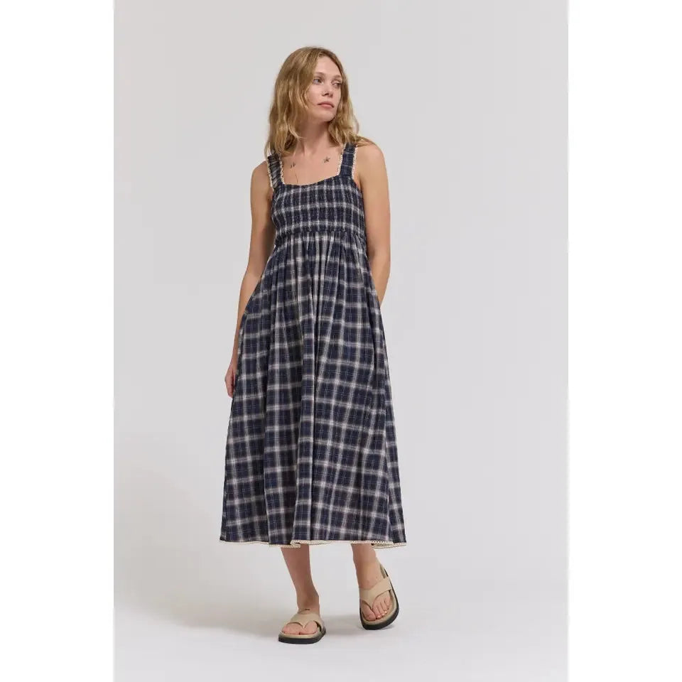MIDI DRESS | SMOCKED PLAID-Dresses-GRADE AND GATHER-Coriander