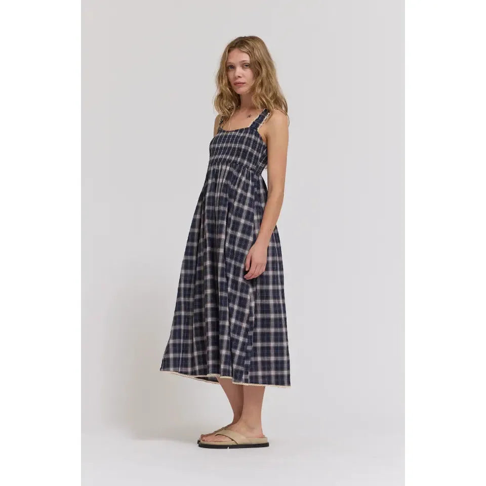 MIDI DRESS | SMOCKED PLAID-Dresses-GRADE AND GATHER-Coriander