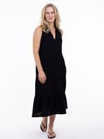MIDI DRESS | VIOLA-Dress-SHANNON PASSERO-SMALL-BLACK-Coriander
