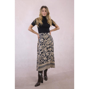 MIDI SKIRT | PATTERNED: BLACK TANIA-Bottoms-MOLLY BRACKEN-Coriander