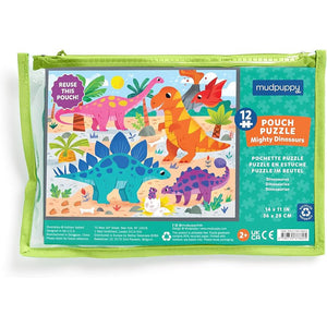 MIGHTY DINOSAURS 12 PIECE POUCH PUZZLE-Fun and Games-RAINCOAST-Coriander